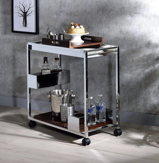 Lisses Chrome Finish Serving Cart Default -DTYStore