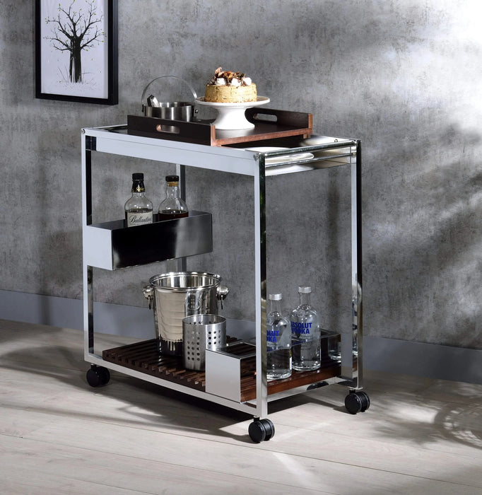 Lisses Chrome Finish Serving Cart Default -DTYStore