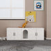 Litter Box Enclosure for 2 Cats, Modern Cat Litter Box Furniture with Double Room, Wooden Litter Box Furniture with Cat Door, 59.05'L x 17.71'W x 18.89'H-White Default -DTYStore