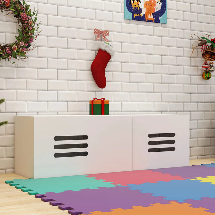 Litter Box Enclosure for 2 Cats, Modern Cat Litter Box Furniture with Double Room, Wooden Litter Box Furniture with Cat Door, 59.05'L x 17.71'W x 18.89'H-White Default -DTYStore