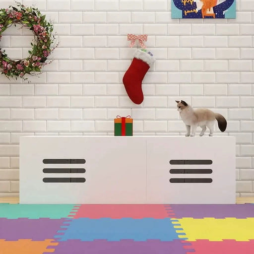 Litter Box Enclosure for 2 Cats, Modern Cat Litter Box Furniture with Double Room, Wooden Litter Box Furniture with Cat Door, 59.05'L x 17.71'W x 18.89'H-White Default -DTYStore