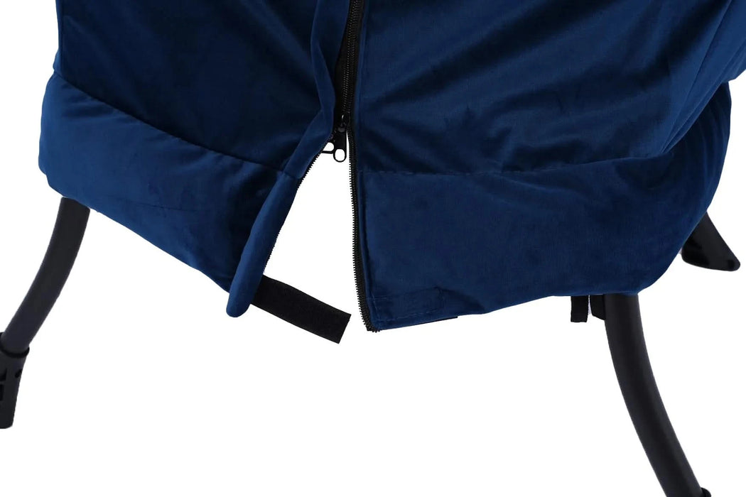 Living Room Chairs Modern Cotton Fabric Lazy Chair, Accent Contemporary Lounge Chair, Single Steel Frame Leisure Sofa Chair with Armrests and A Side Pocket (Blue) ,with ottoman ,with footrest Default -DTYStore