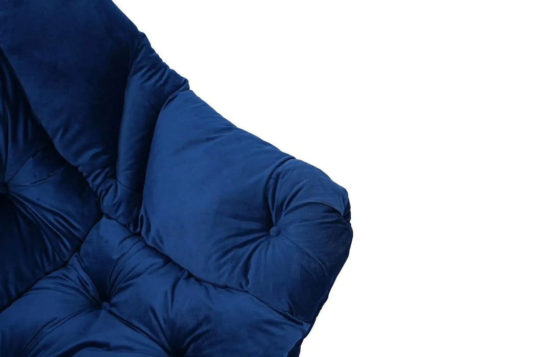 Living Room Chairs Modern Cotton Fabric Lazy Chair, Accent Contemporary Lounge Chair, Single Steel Frame Leisure Sofa Chair with Armrests and A Side Pocket (Blue) ,with ottoman ,with footrest Default -DTYStore