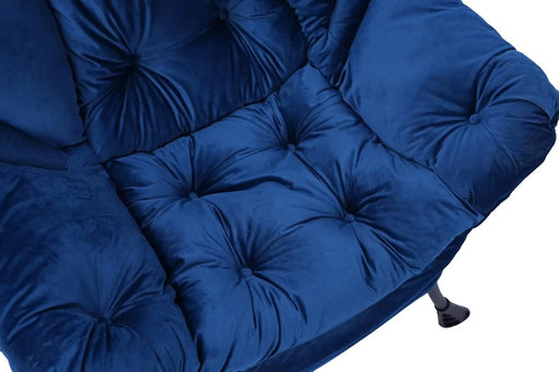 Living Room Chairs Modern Cotton Fabric Lazy Chair, Accent Contemporary Lounge Chair, Single Steel Frame Leisure Sofa Chair with Armrests and A Side Pocket (Blue) ,with ottoman ,with footrest Default -DTYStore