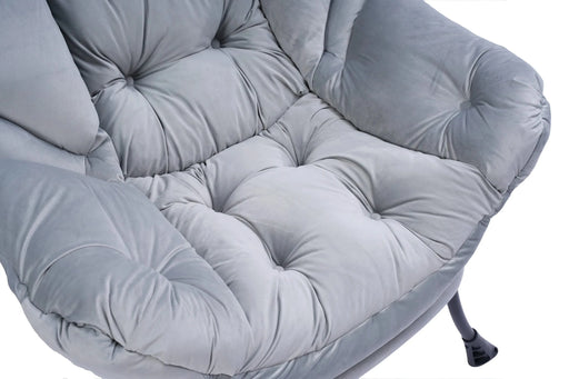 Living Room Chairs Modern Cotton Fabric Lazy Chair, Accent Contemporary Lounge Chair, Single Steel Frame Leisure Sofa Chair with Armrests and A Side Pocket (Light Gray02) Default -DTYStore