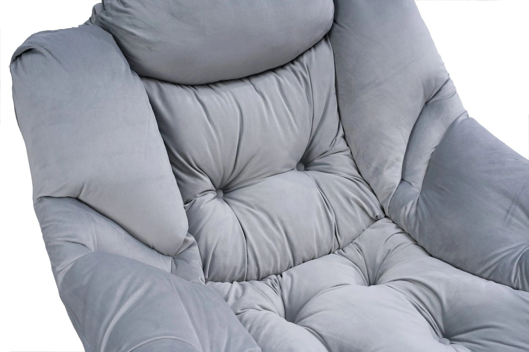 Living Room Chairs Modern Cotton Fabric Lazy Chair, Accent Contemporary Lounge Chair, Single Steel Frame Leisure Sofa Chair with Armrests and A Side Pocket (Light Gray02) Default -DTYStore