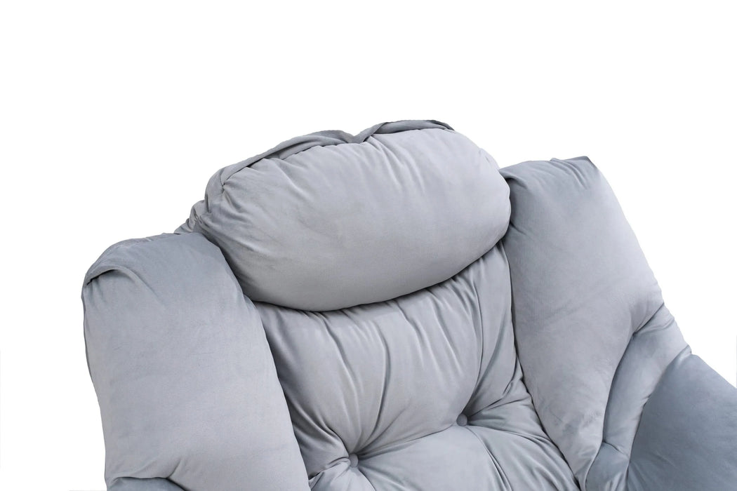 Living Room Chairs Modern Cotton Fabric Lazy Chair, Accent Contemporary Lounge Chair, Single Steel Frame Leisure Sofa Chair with Armrests and A Side Pocket (Light Gray02) Default -DTYStore