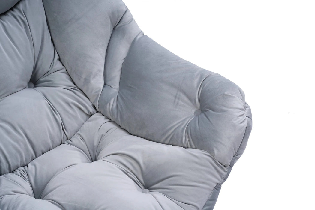 Living Room Chairs Modern Cotton Fabric Lazy Chair, Accent Contemporary Lounge Chair, Single Steel Frame Leisure Sofa Chair with Armrests and A Side Pocket (Light Gray02) Default -DTYStore