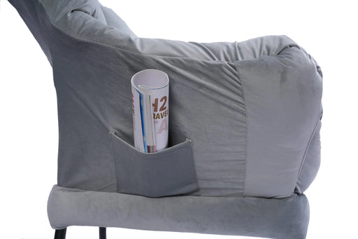 Living Room Chairs Modern Cotton Fabric Lazy Chair, Accent Contemporary Lounge Chair, Single Steel Frame Leisure Sofa Chair with Armrests and A Side Pocket (Light Gray02) Default -DTYStore