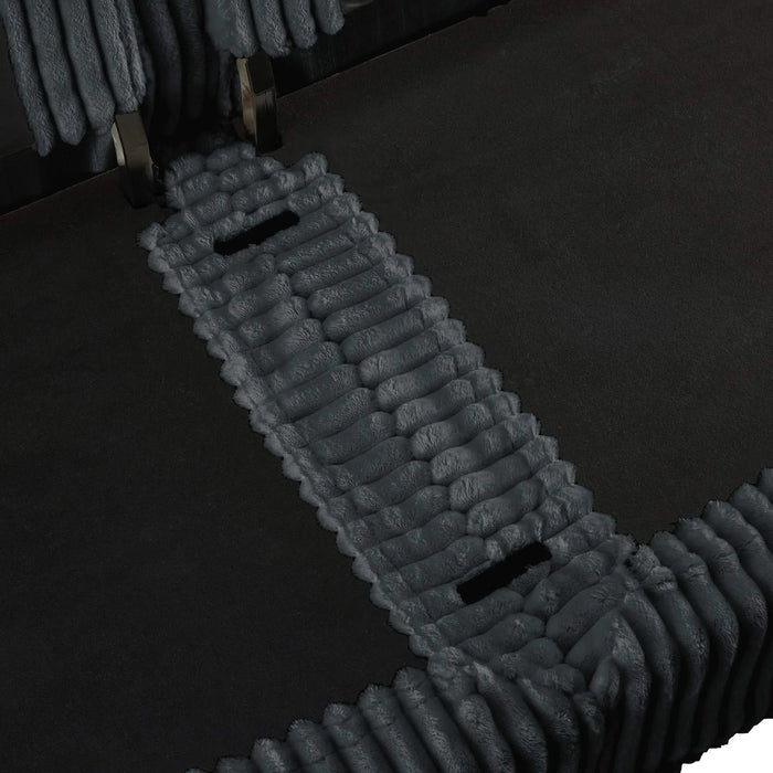 Living Room Sofa Slipcovered Sofa 3 Seater Sofa With 3 Ottomans, Oversized 3-Seat Sleeper Sofa Bed Home Theater Sofa, Corduroy, Gray Default -DTYStore