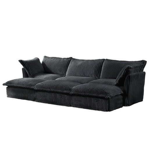 Living Room Sofa Slipcovered Sofa 3 Seater Sofa With 3 Ottomans, Oversized 3-Seat Sleeper Sofa Bed Home Theater Sofa, Corduroy, Gray Default -DTYStore