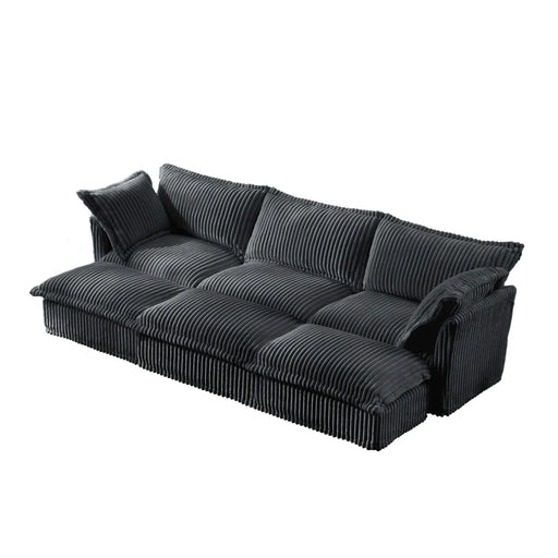 Living Room Sofa Slipcovered Sofa 3 Seater Sofa With 3 Ottomans, Oversized 3-Seat Sleeper Sofa Bed Home Theater Sofa, Corduroy, Gray Default -DTYStore