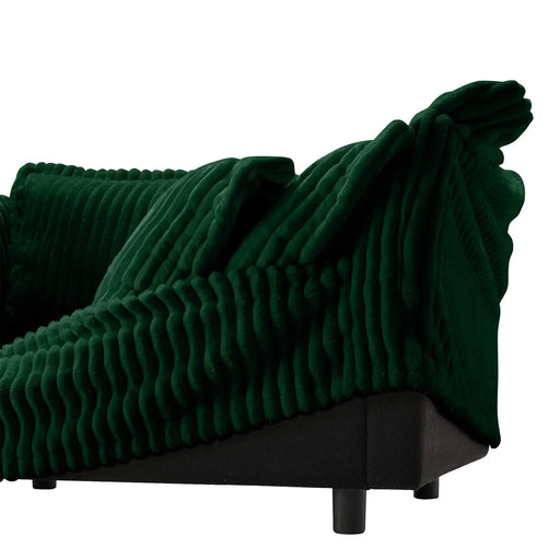 Living Room Sofa Slipcovered Sofa 3 Seater Sofa With 3 Ottomans, Oversized 3-Seat Sleeper Sofa Bed Home Theater Sofa, Corduroy, Green Default -DTYStore