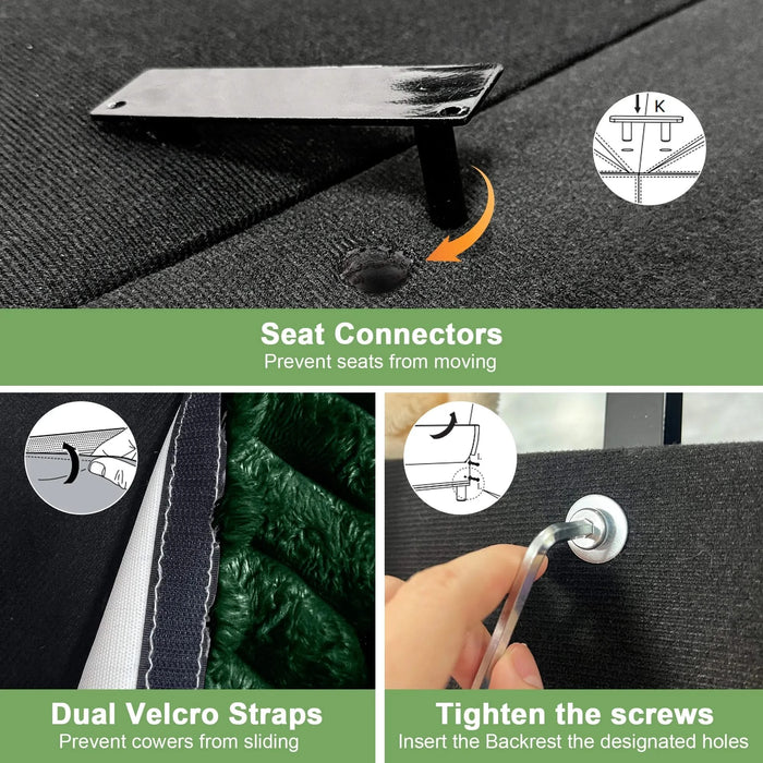 Living Room Sofa Slipcovered Sofa 3 Seater Sofa With 3 Ottomans, Oversized 3-Seat Sleeper Sofa Bed Home Theater Sofa, Corduroy, Green Default -DTYStore