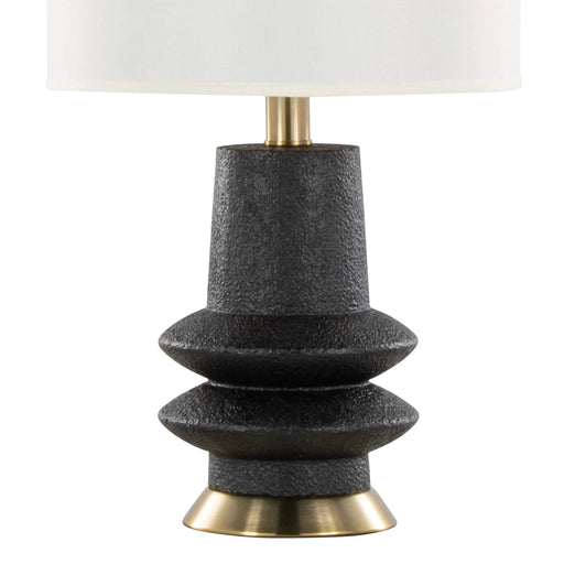 Lloyd 26' Contemporary Polyresin Table Lamp in Sanded Matte Black Polyresin, Modern Brass and White Linen Shade from Grandview Gallery by LumiSource - Set of 2 Default -DTYStore