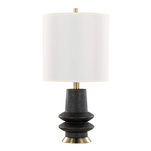 Lloyd 26' Contemporary Polyresin Table Lamp in Sanded Matte Black Polyresin, Modern Brass and White Linen Shade from Grandview Gallery by LumiSource - Set of 2 Default -DTYStore