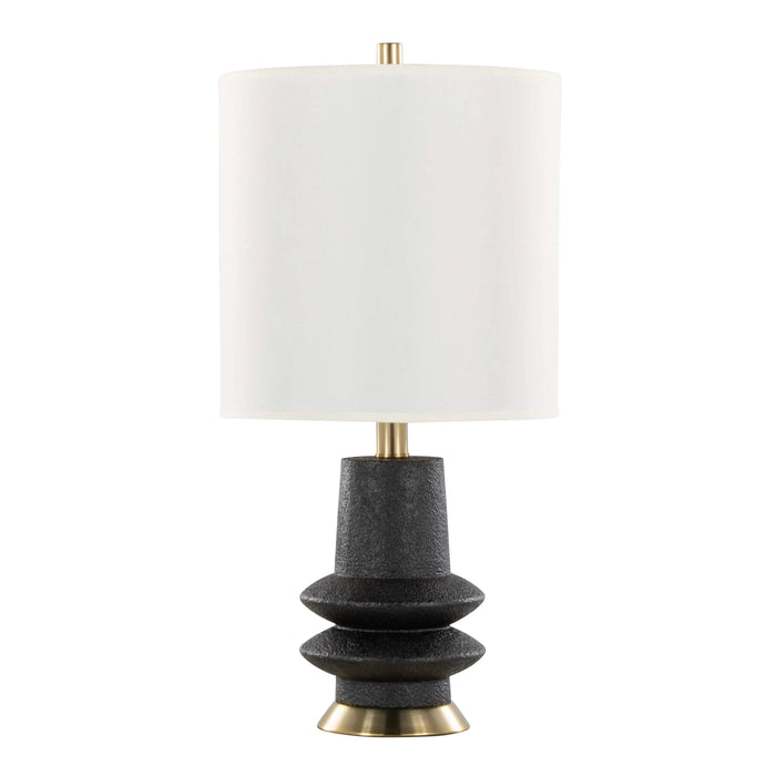 Lloyd 26' Contemporary Polyresin Table Lamp in Sanded Matte Black Polyresin, Modern Brass and White Linen Shade from Grandview Gallery by LumiSource - Set of 2 Default -DTYStore
