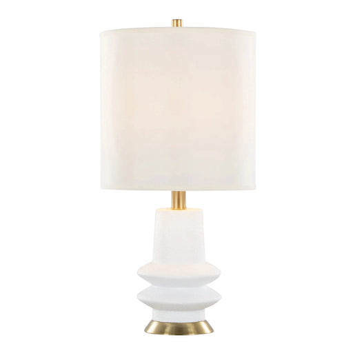 Lloyd 26' Contemporary Polyresin Table Lamp in Sanded Matte White Polyresin, Modern Brass and White Linen Shade from Grandview Gallery by LumiSource - Set of 2 Default -DTYStore