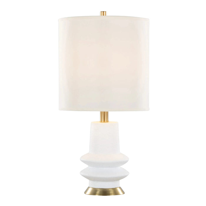 Lloyd 26' Contemporary Polyresin Table Lamp in Sanded Matte White Polyresin, Modern Brass and White Linen Shade from Grandview Gallery by LumiSource - Set of 2 Default -DTYStore