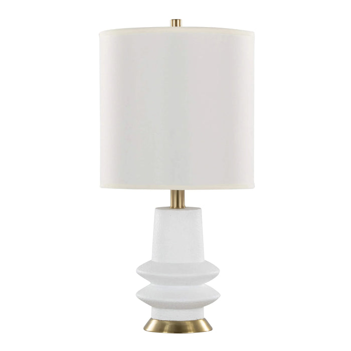 Lloyd 26' Contemporary Polyresin Table Lamp in Sanded Matte White Polyresin, Modern Brass and White Linen Shade from Grandview Gallery by LumiSource - Set of 2 Default -DTYStore