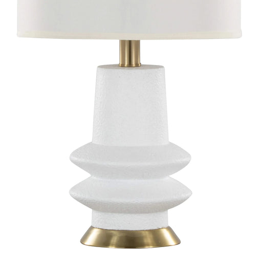 Lloyd 26' Contemporary Polyresin Table Lamp in Sanded Matte White Polyresin, Modern Brass and White Linen Shade from Grandview Gallery by LumiSource - Set of 2 Default -DTYStore
