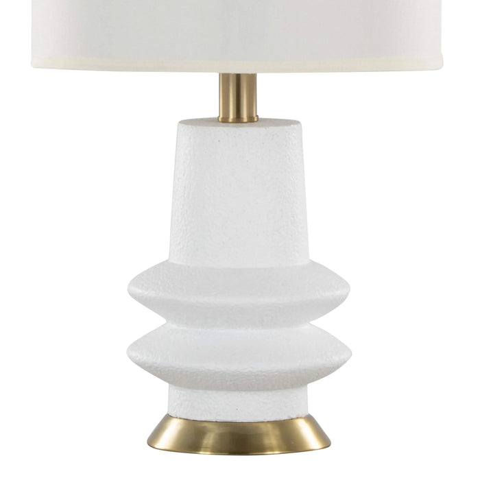 Lloyd 26' Contemporary Polyresin Table Lamp in Sanded Matte White Polyresin, Modern Brass and White Linen Shade from Grandview Gallery by LumiSource - Set of 2 Default -DTYStore