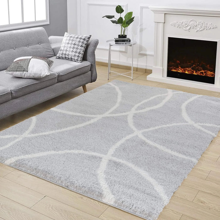 Loft Shag GC_CZY1002 Grey 7 ft. 10 in. x 9 ft. 10 in. Shaggy Area Rug Default -DTYStore