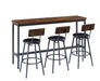 Long Bar Table Set with 3 PU Upholstered Bar Stools, Industrial Bar Table and Chairs for Kitchen Breakfast Table, Living Room, Banquet Hall, Rustic Brown and Black, 63″L x15.7'W x 37.5'H Default -DTYStore