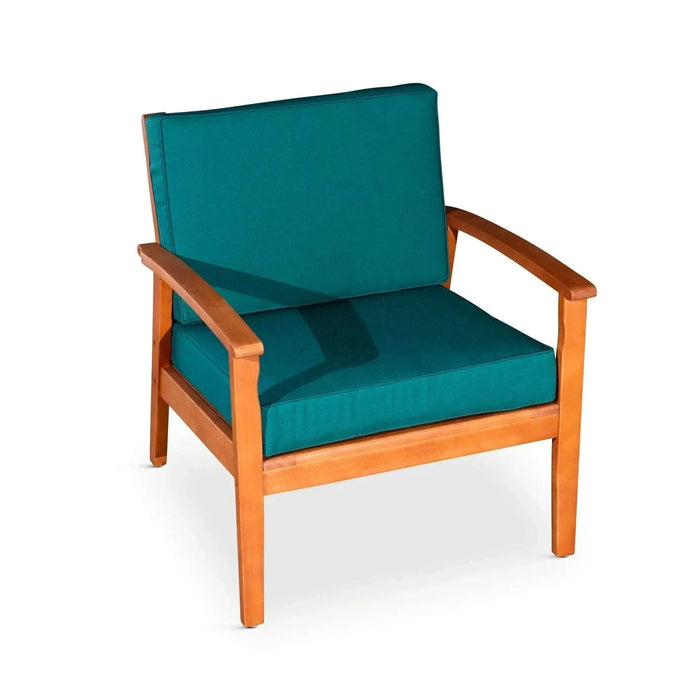 Longs Peak Eucalyptus Outdoor Deep Seat Chair with Cushions Natural Oil Dark Green -DTYStore