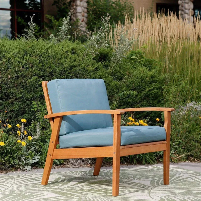 Longs Peak Eucalyptus Outdoor Deep Seat Chair with Cushions -DTYStore