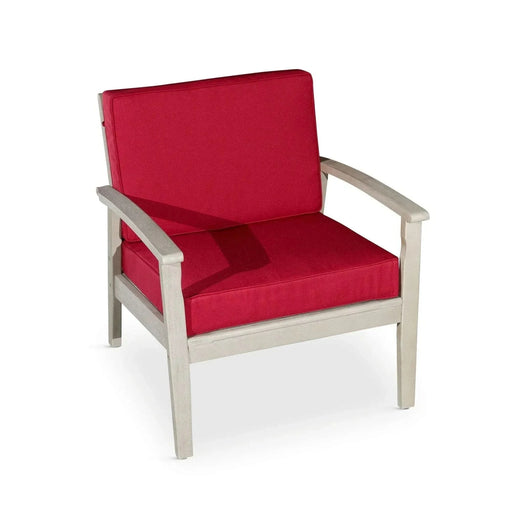 Longs Peak Eucalyptus Outdoor Deep Seat Chair with Cushions Driftwood Gray Burgundy -DTYStore