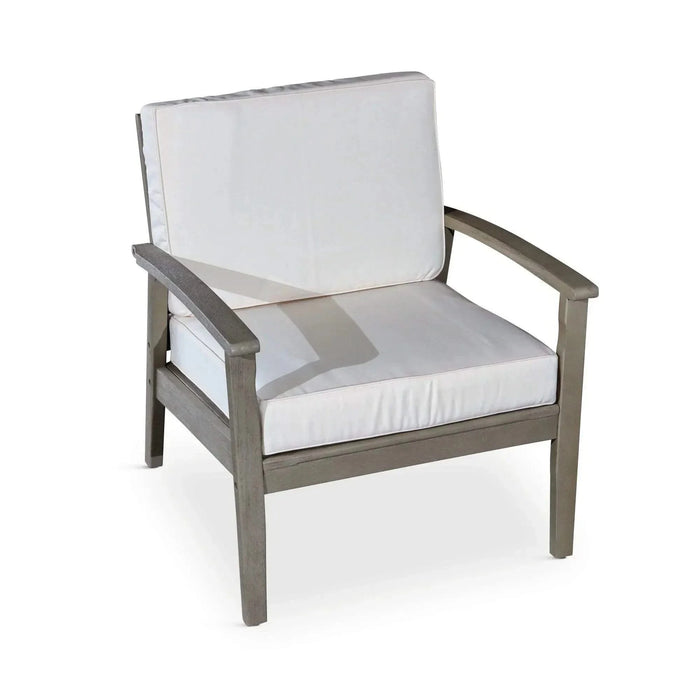 Longs Peak Eucalyptus Outdoor Deep Seat Chair with Cushions Driftwood Gray Cream -DTYStore