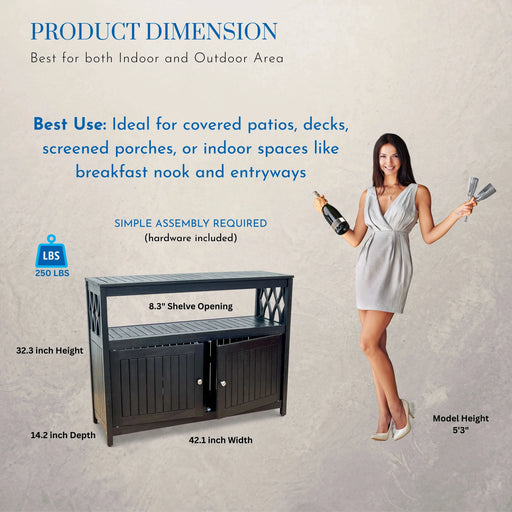 Longs Peak Eucalyptus Outdoor Sideboard Espresso -DTYStore