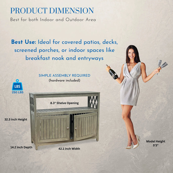 Longs Peak Eucalyptus Outdoor Sideboard Weathered Gray -DTYStore