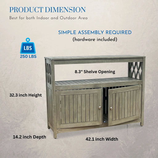 Longs Peak Eucalyptus Outdoor Sideboard Weathered Gray -DTYStore