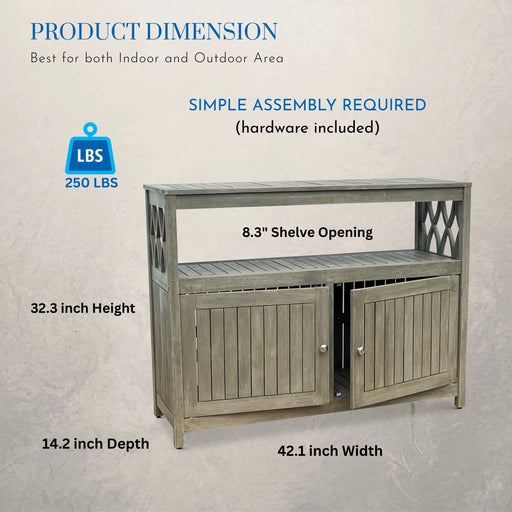 Longs Peak Eucalyptus Outdoor Sideboard Weathered Gray -DTYStore