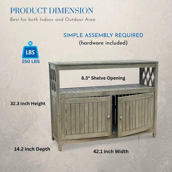 Longs Peak Eucalyptus Outdoor Sideboard Weathered Gray -DTYStore