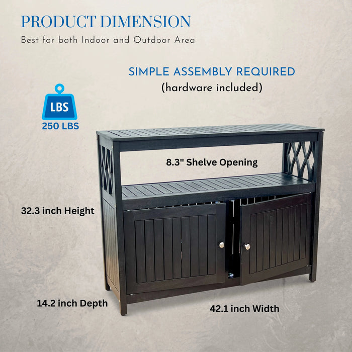 Longs Peak Eucalyptus Outdoor Sideboard Espresso -DTYStore