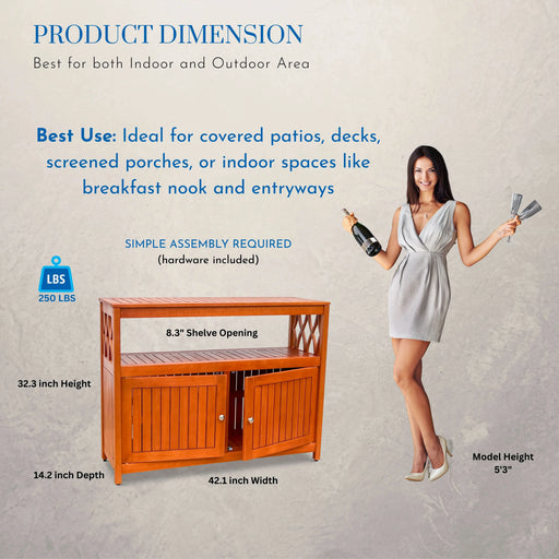 Longs Peak Eucalyptus Outdoor Sideboard Natural Oil -DTYStore