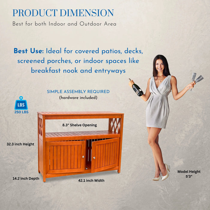 Longs Peak Eucalyptus Outdoor Sideboard Natural Oil -DTYStore