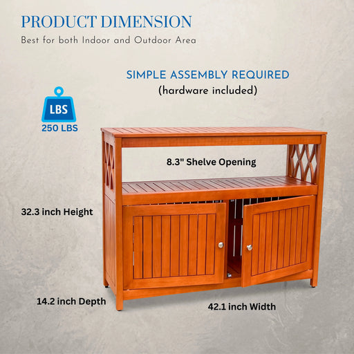 Longs Peak Eucalyptus Outdoor Sideboard Natural Oil -DTYStore