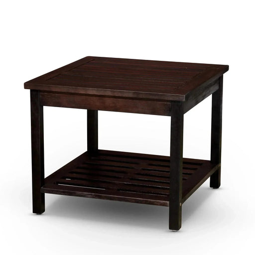 Longs Peak Eucalyptus Outdoor Two Shelf Side Table Espresso -DTYStore