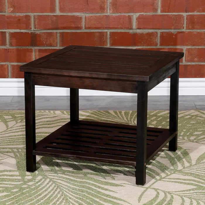 Longs Peak Eucalyptus Outdoor Two Shelf Side Table -DTYStore