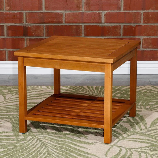 Longs Peak Eucalyptus Outdoor Two Shelf Side Table -DTYStore