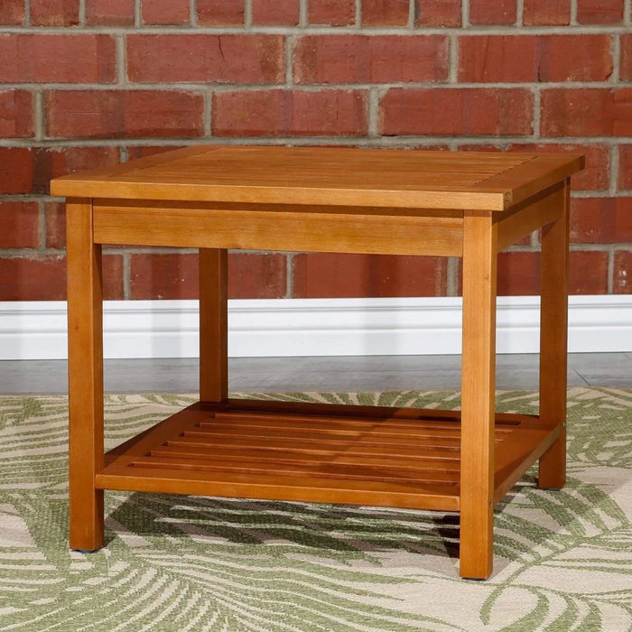 Longs Peak Eucalyptus Outdoor Two Shelf Side Table -DTYStore