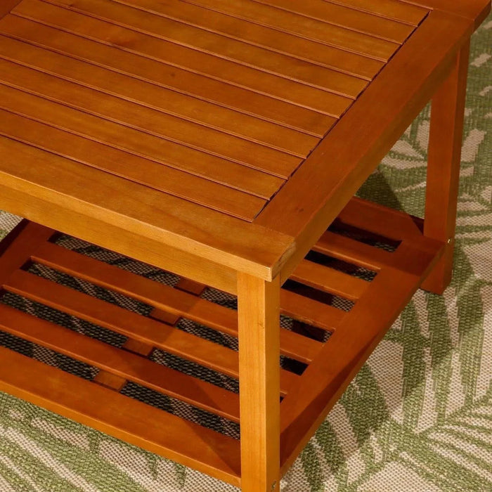 Longs Peak Eucalyptus Outdoor Two Shelf Side Table -DTYStore