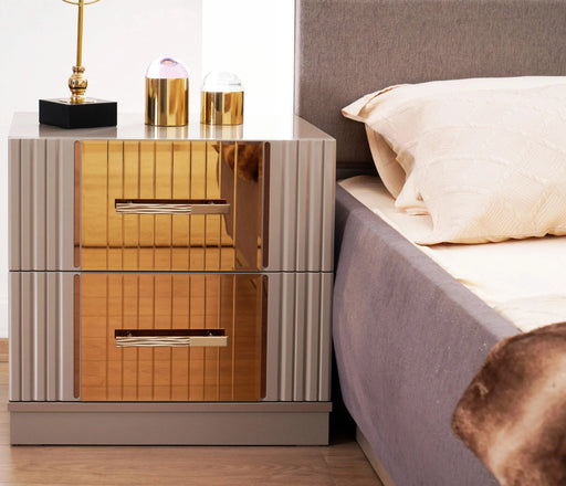 Lorenzo Queen 4 Pc Bedroom Set made with wood and gold accents in Gray(NJ warehouse Inventory) Default -DTYStore