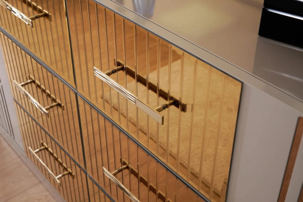 Lorenzo Queen 4 Pc Bedroom Set made with wood and gold accents in Gray(NJ warehouse Inventory) Default -DTYStore