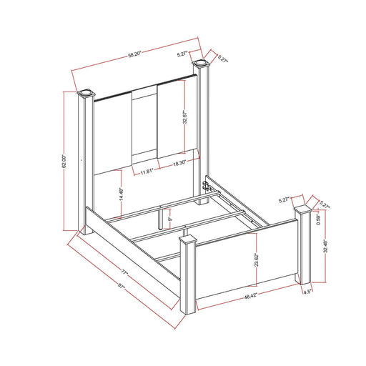 Lorenzo Silver 5-Piece Full Bedroom Set with Glittered Detailing and Speaker on Headboard Default -DTYStore