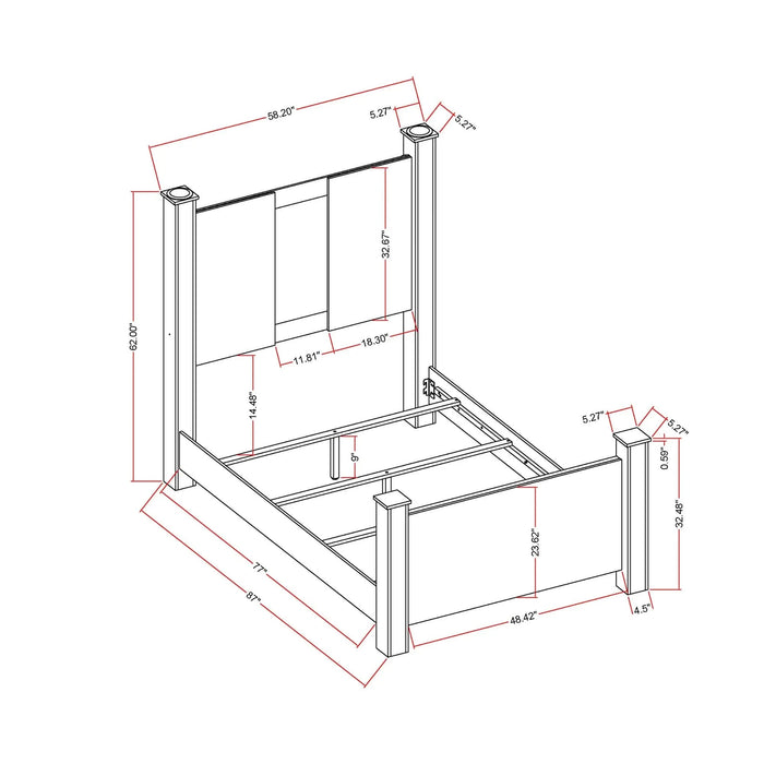Lorenzo Silver 5-Piece Full Bedroom Set with Glittered Detailing and Speaker on Headboard Default -DTYStore